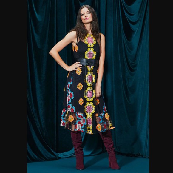 Modcloth Follow My Lead Embroidered Midi Dress XXS - Picture 5 of 9